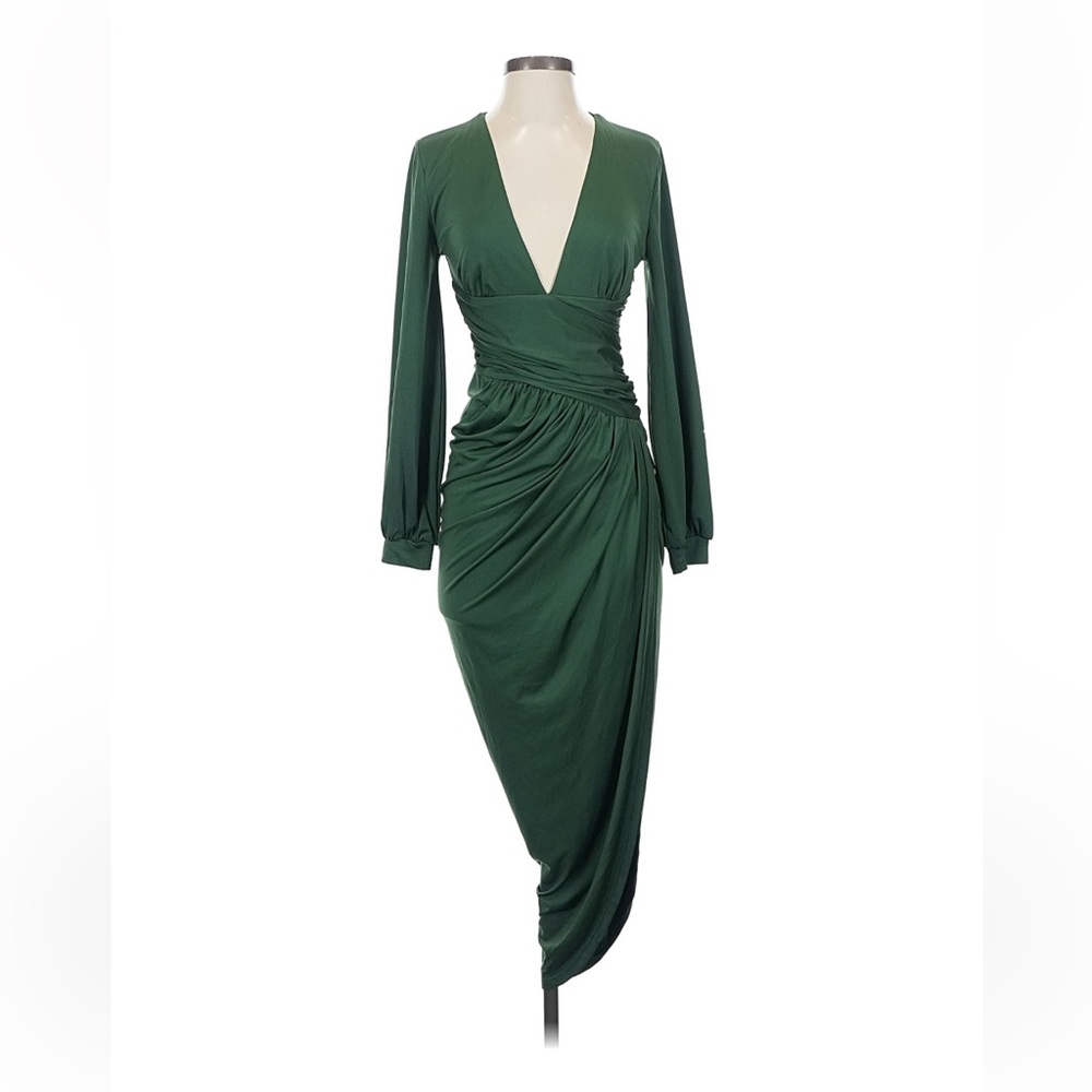 Deep V Green Long Sleeve Dress - NWT